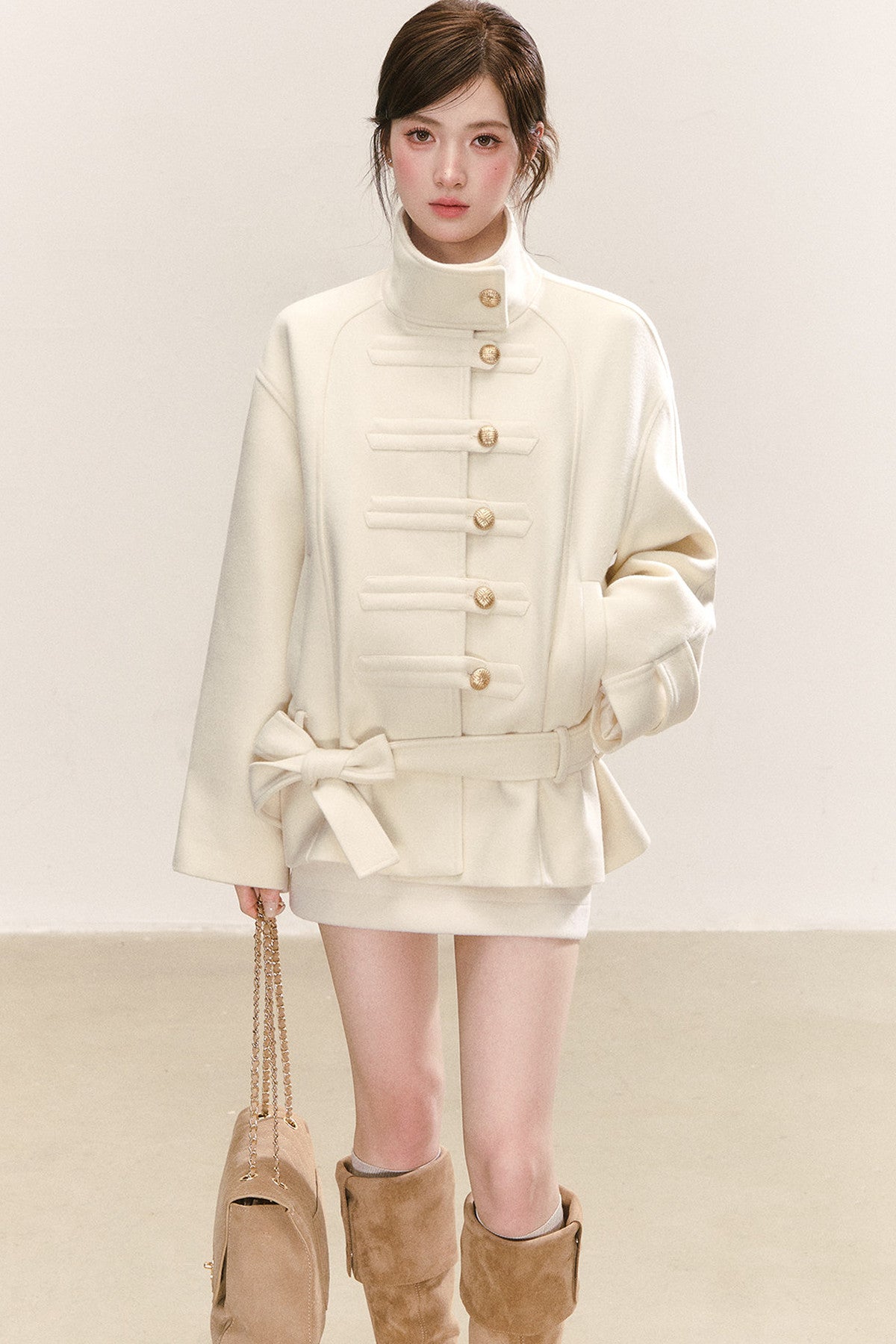 Loose Stand Collar Woolen Jacket