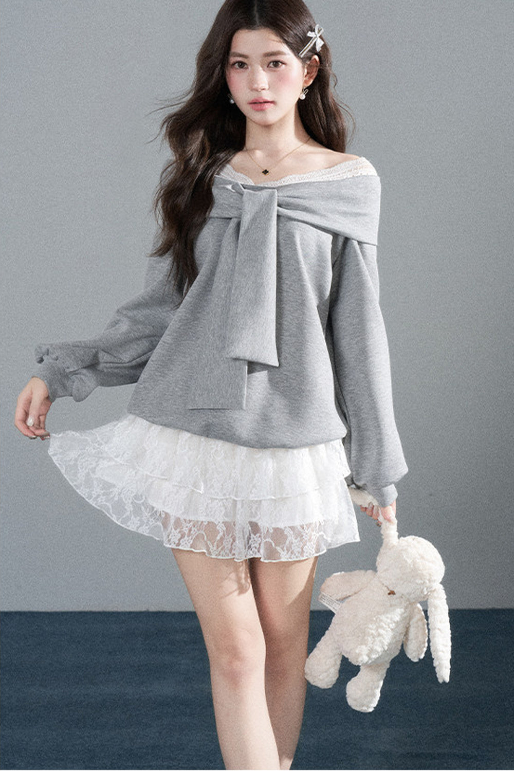 One-Shoulder Bow Lace A-Line Dress
