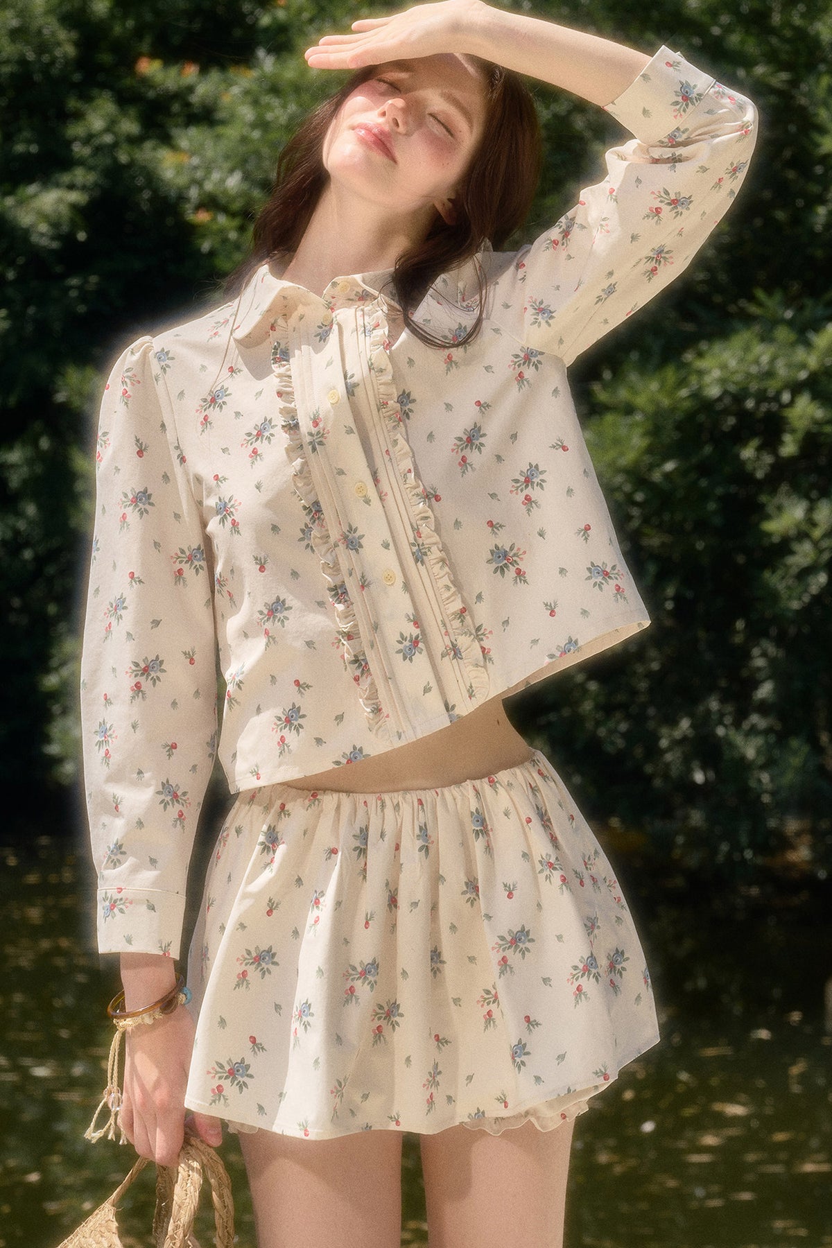 Floral Shirt and Skirt Set-Up