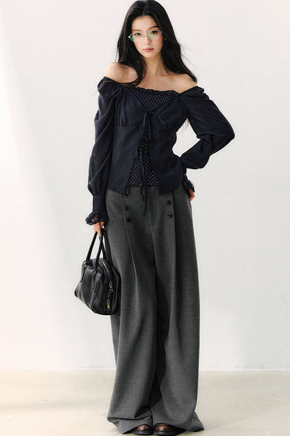 Stilvolle drapierte Hose mit weitem Bein