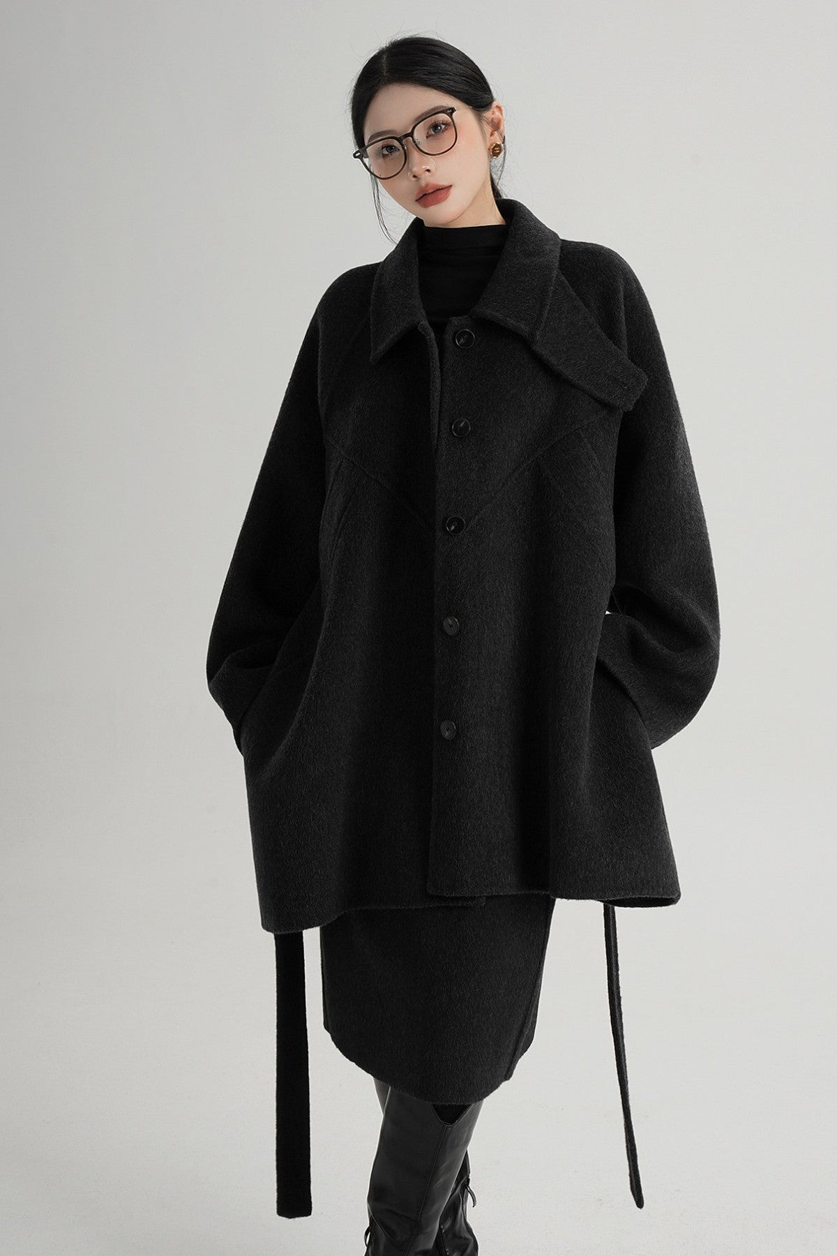 Mid-Length Armor Collar Wool Coat