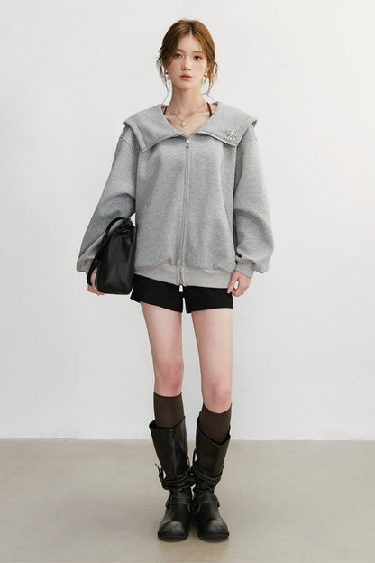 Large Lapel Hooded Cardigan