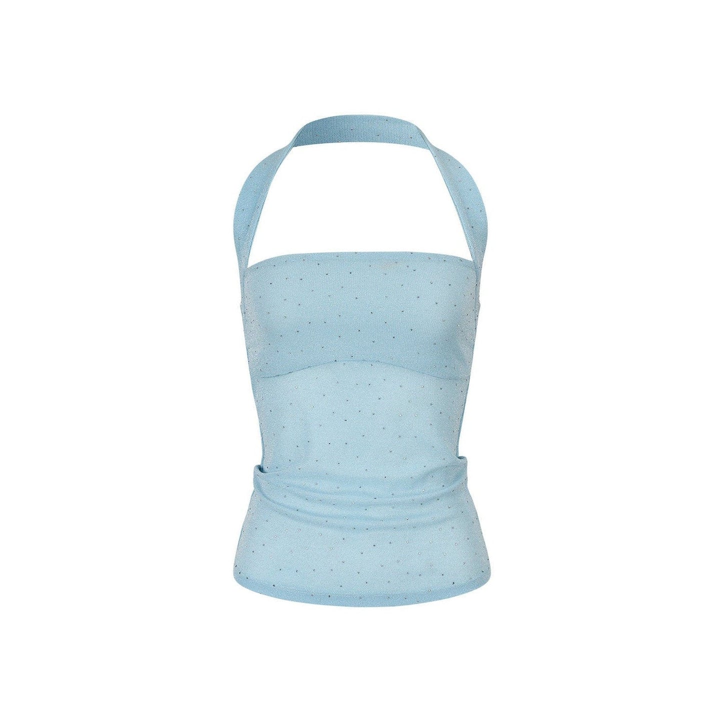 Blusa tubo brillante con cuello halter
