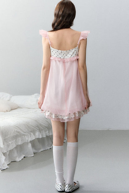 Strawberry Sundae Floral Flutter Sleeve Dress
