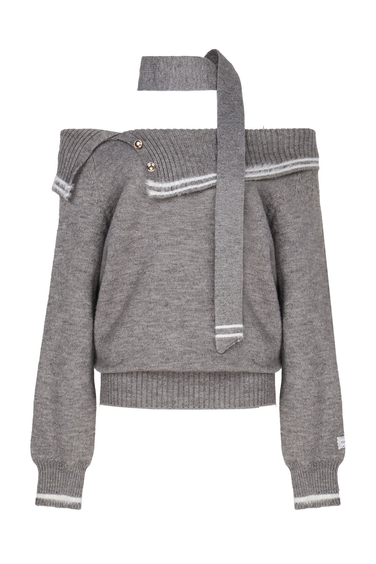 Ensemble pull tricoté rouge à épaules dénudées