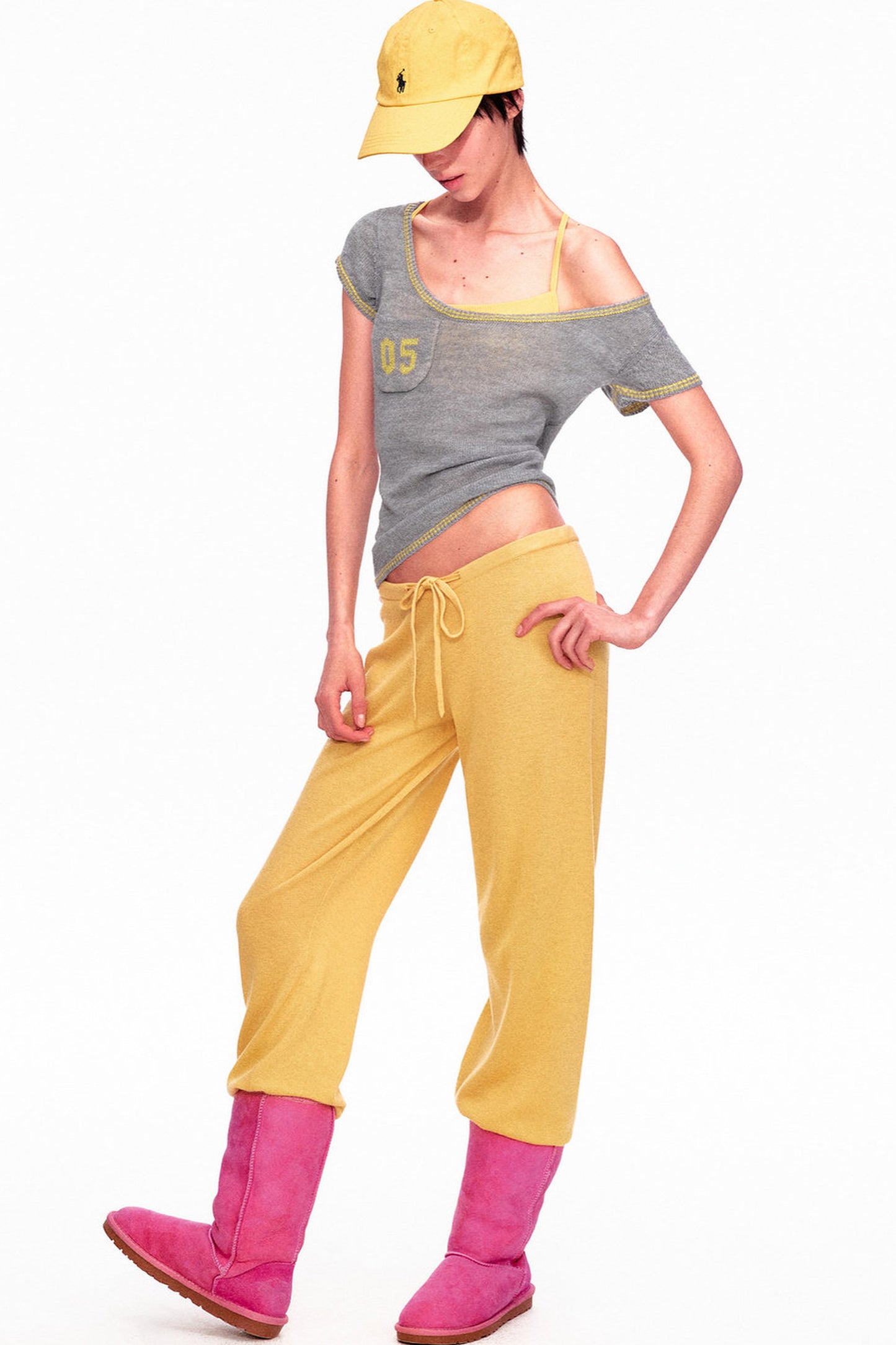 Wool Low-Waisted Drawstring Knit Pants