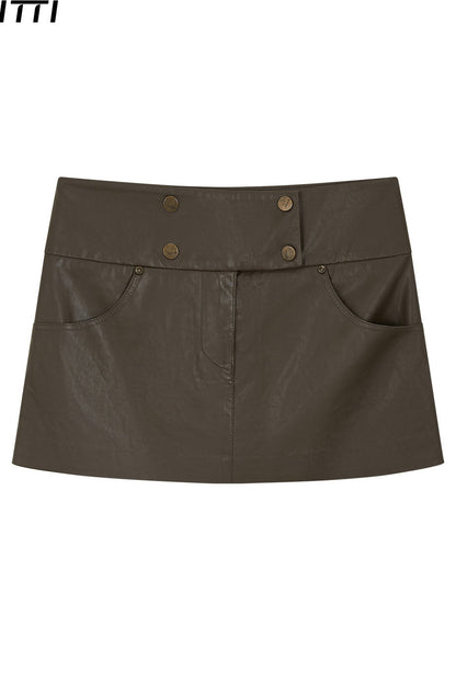 Brauner Retro-Lederrock