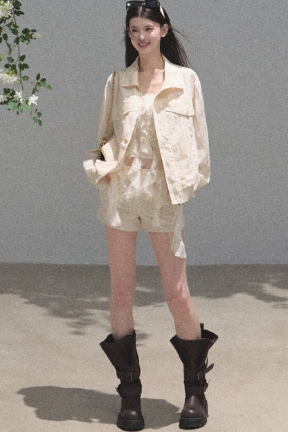 Slim-Fit High-Waisted Suit Shorts