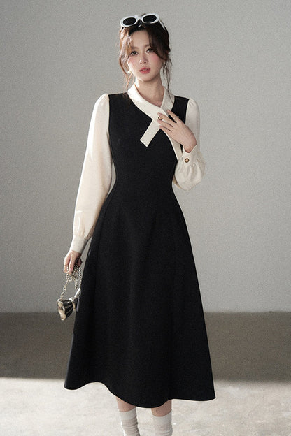 Contrasting Color Long Dress