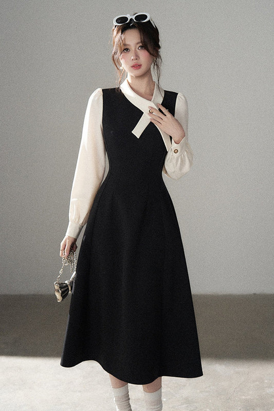 Contrasting Color Long Dress