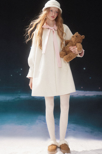 Mid-Length Bow Wool Coat