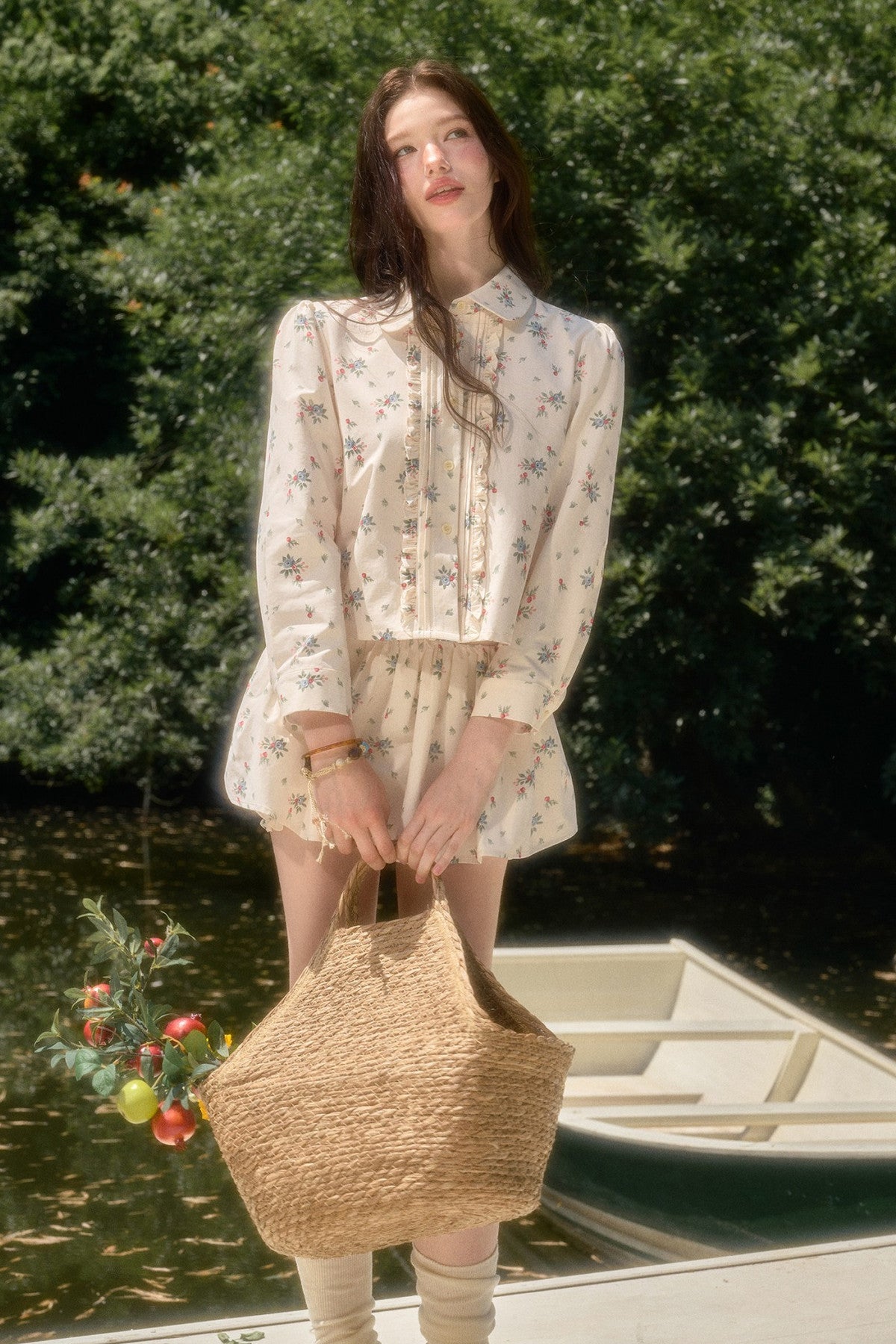 Floral Shirt and Skirt Set-Up