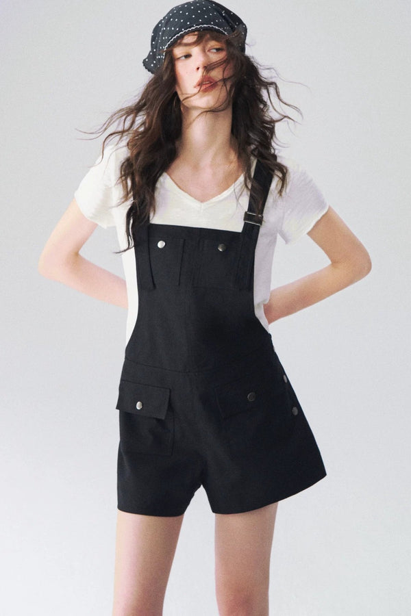 Linen Workwear Short Overalls