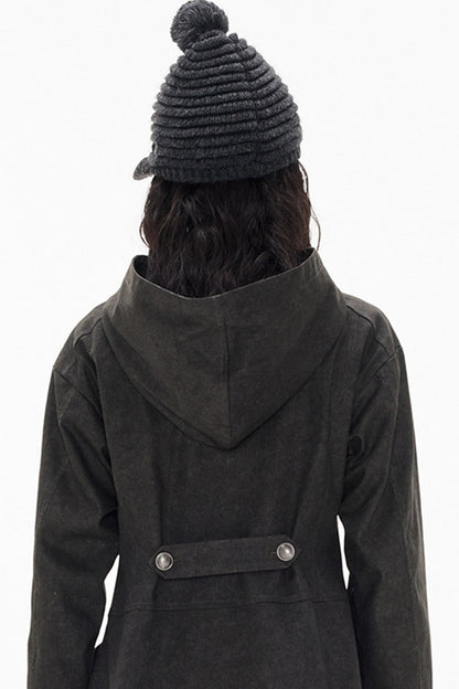Mid-Length Denim Hooded Jacket