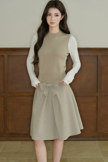 Long-Sleeved Round-Neck Knit Base Layer Top