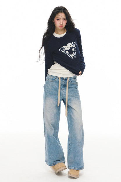 High-Waisted Straight Jeans and Jacket Set-Up