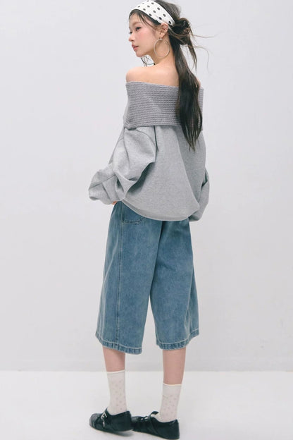 Dekonstruierte 7/8-Hose mit weitem Bein