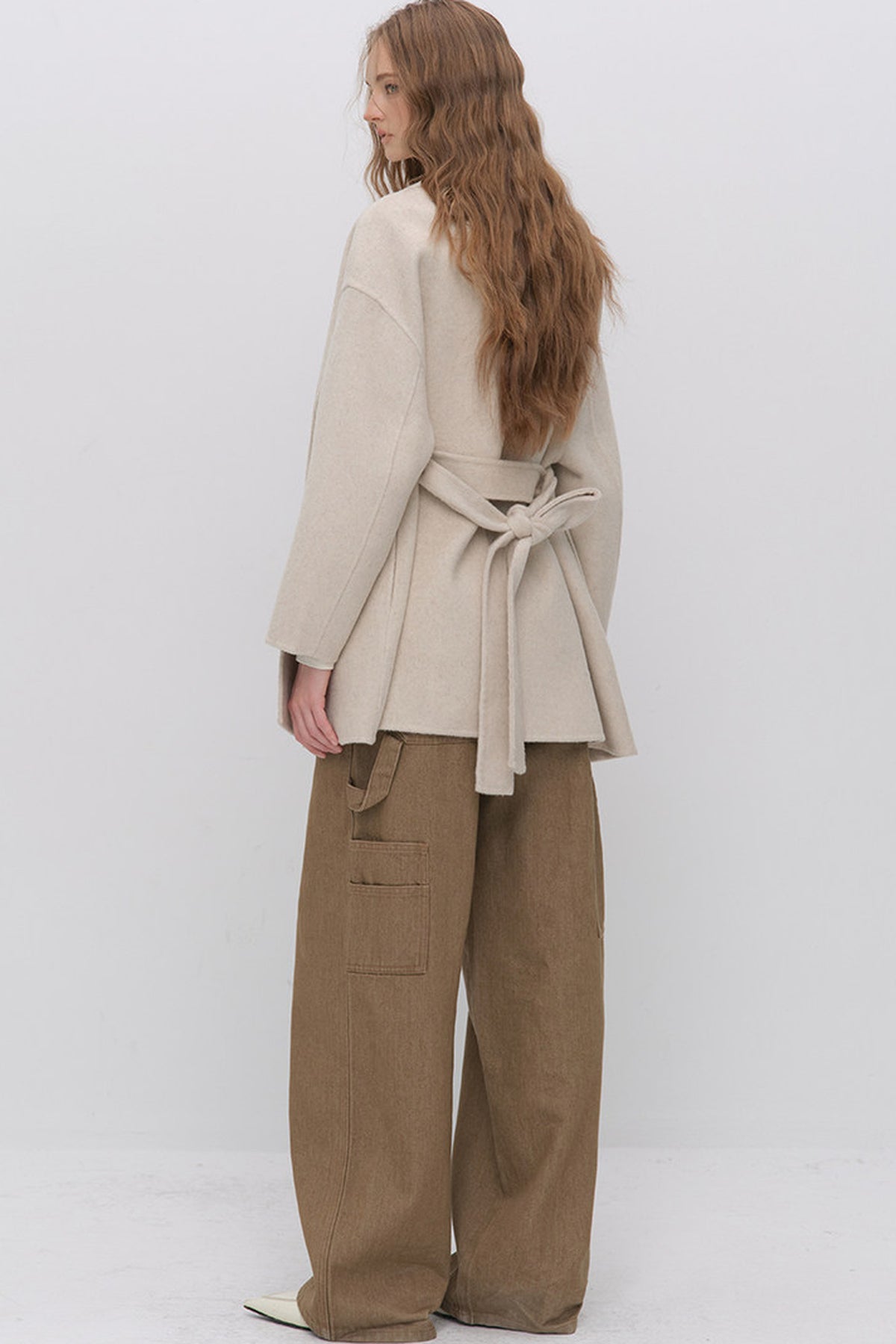 Half Shawl Wool Coat