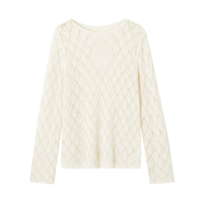 Japanese Paper Yarn Lattice Sweater