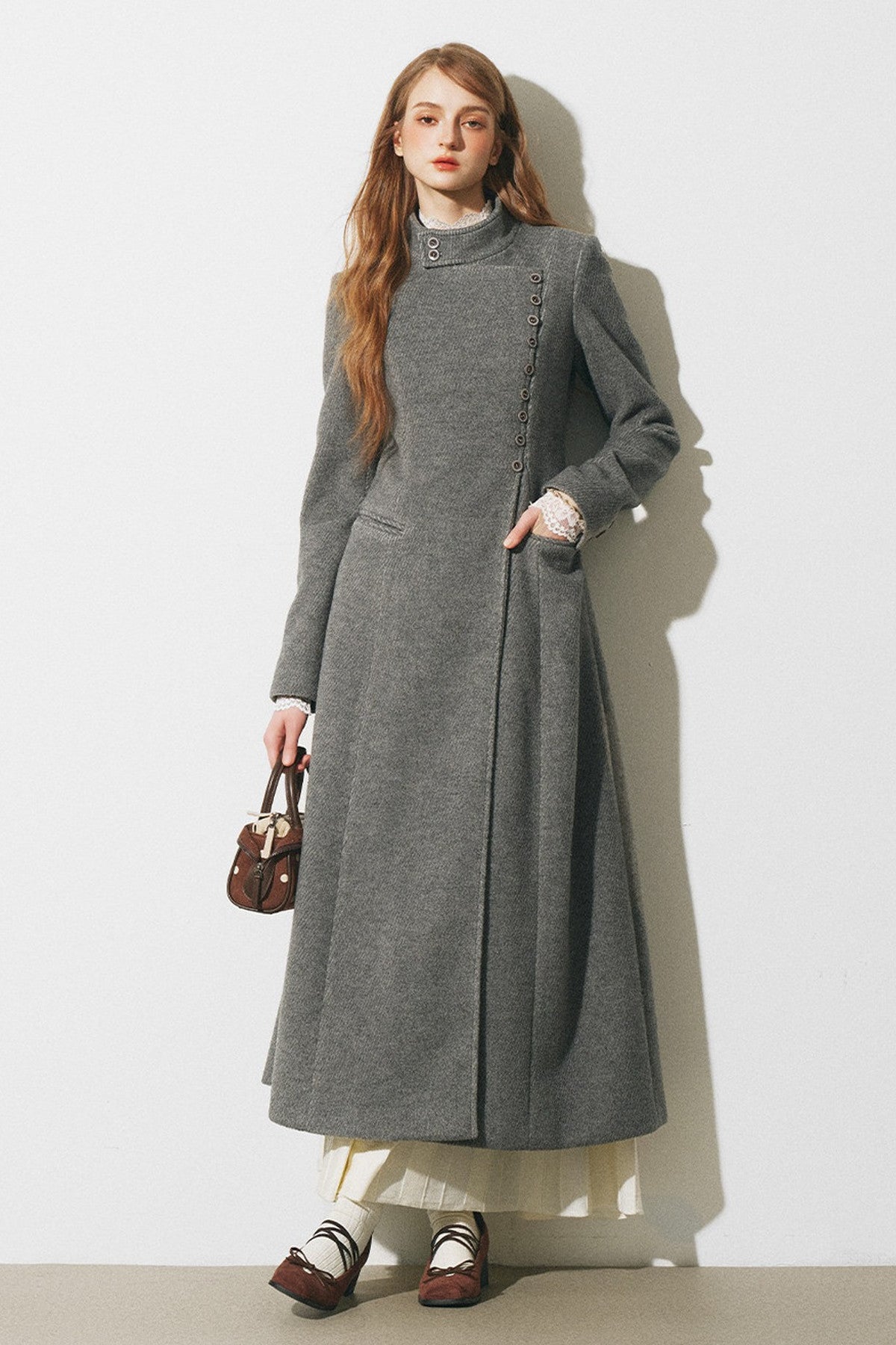 Asymmetrical Woolen Long Coat