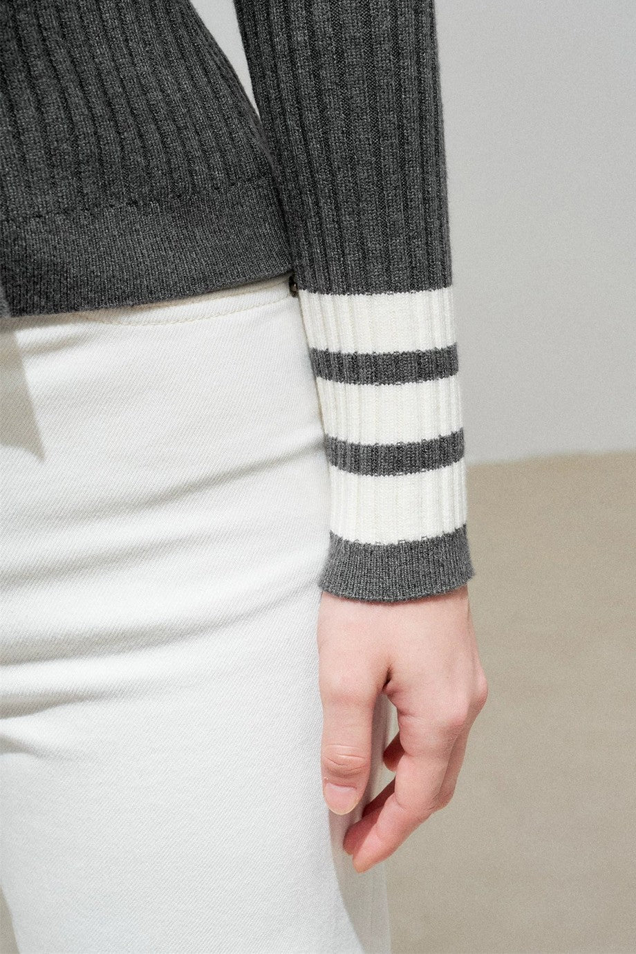 Navy Preppy Color Block Knit Top