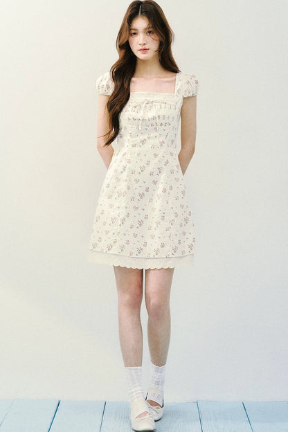 Floral Polka Dot A-Line Dress