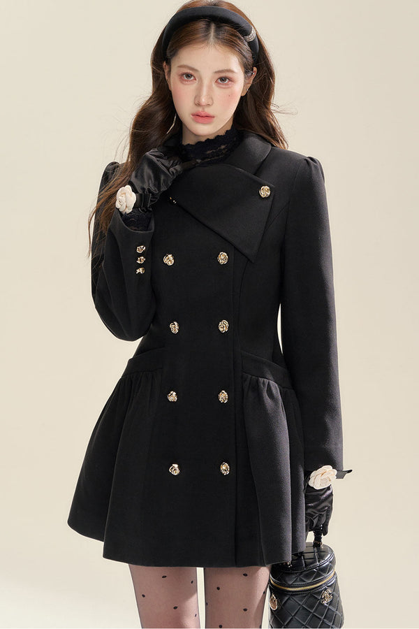 Double Breasted Peplum Coat