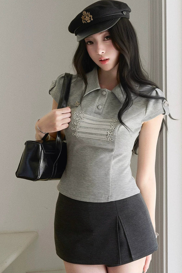 Sailor Collar Polo Blouse