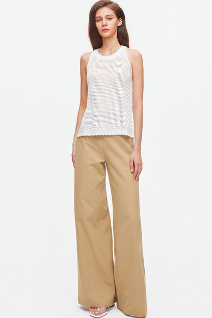 Tencel Linen Cotton Wide-Leg Trousers