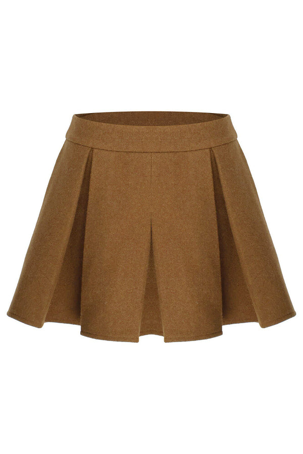 Brown Plush Coat and Short Skirt Set-Up
