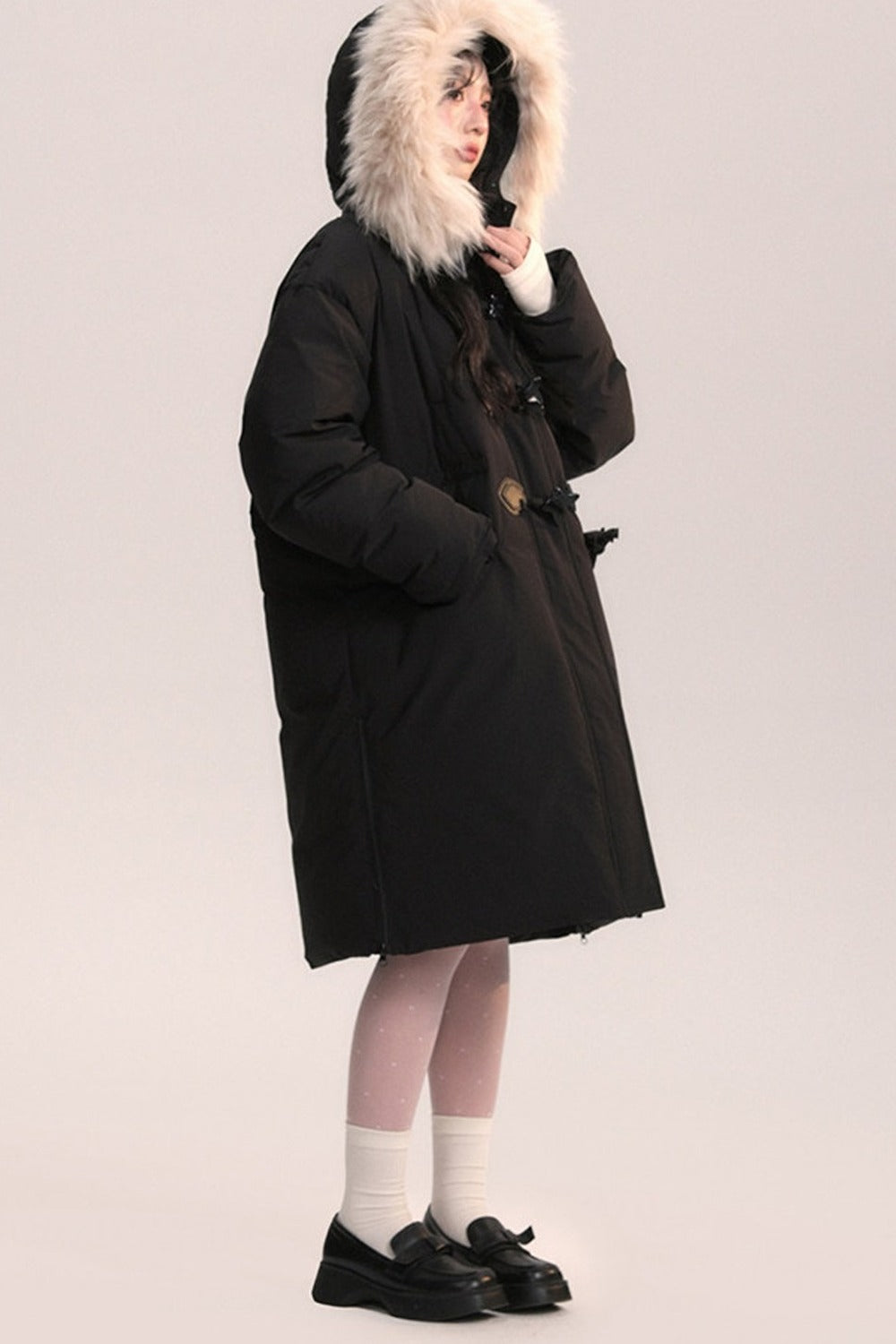 Bow Fur Collar Down Coat