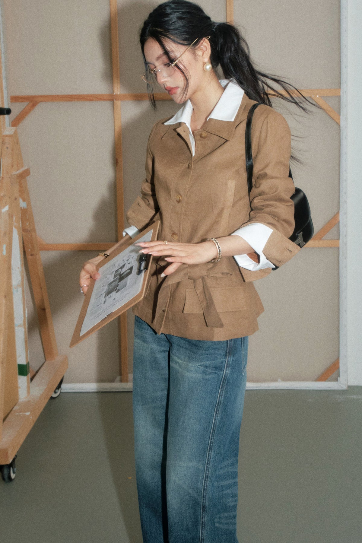 Linen Lace-Up Jacket and Pants Set-Up