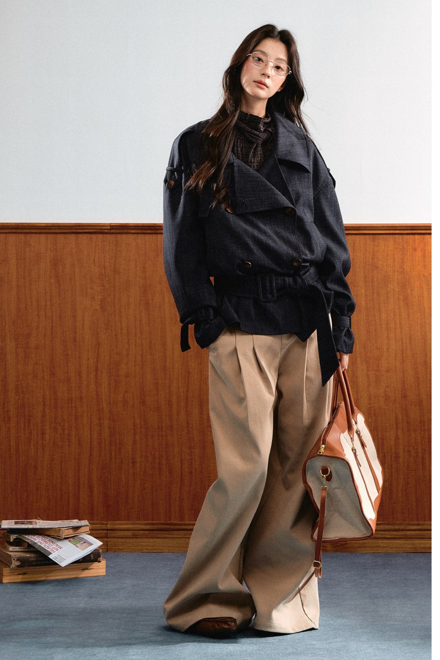 Retro Denim Trench Coat