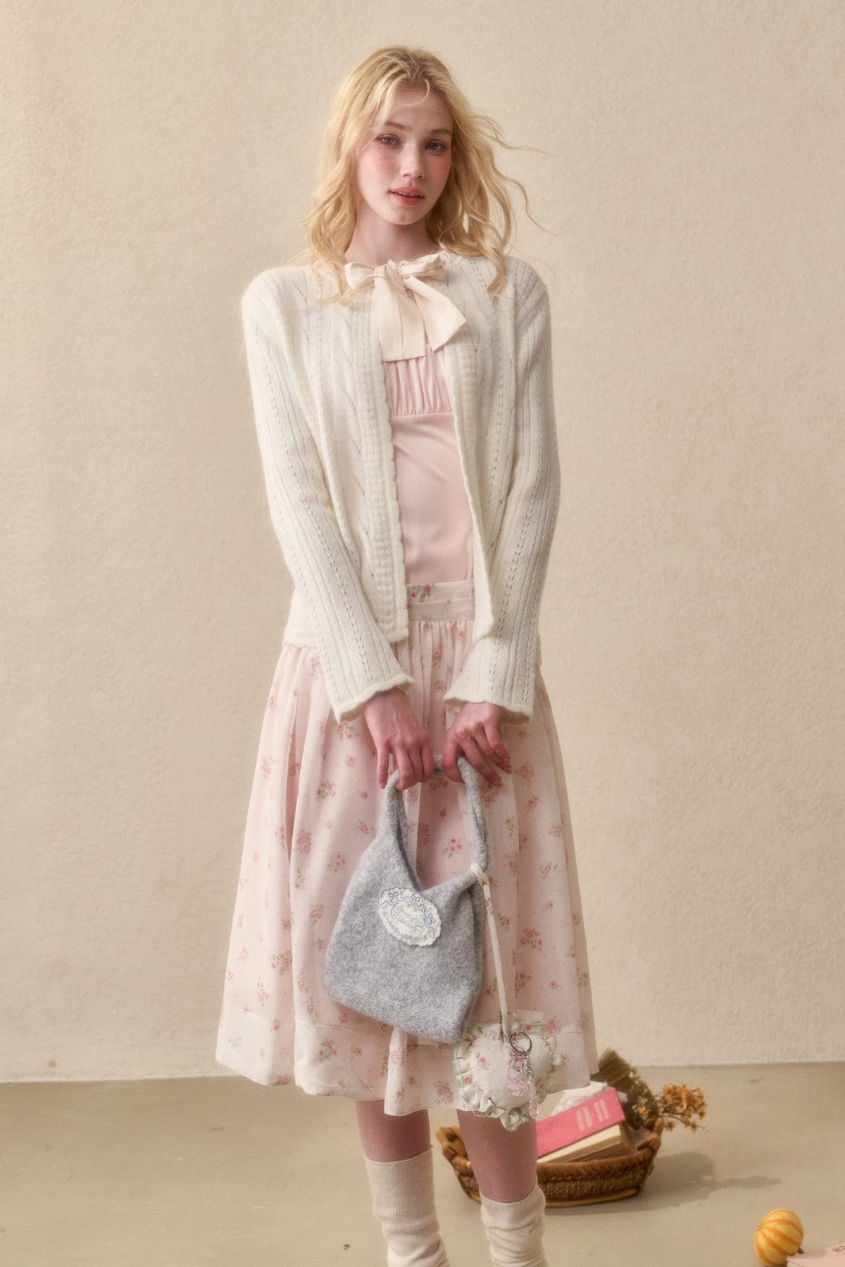 Ribbon Soft Wool Knit Cardigan