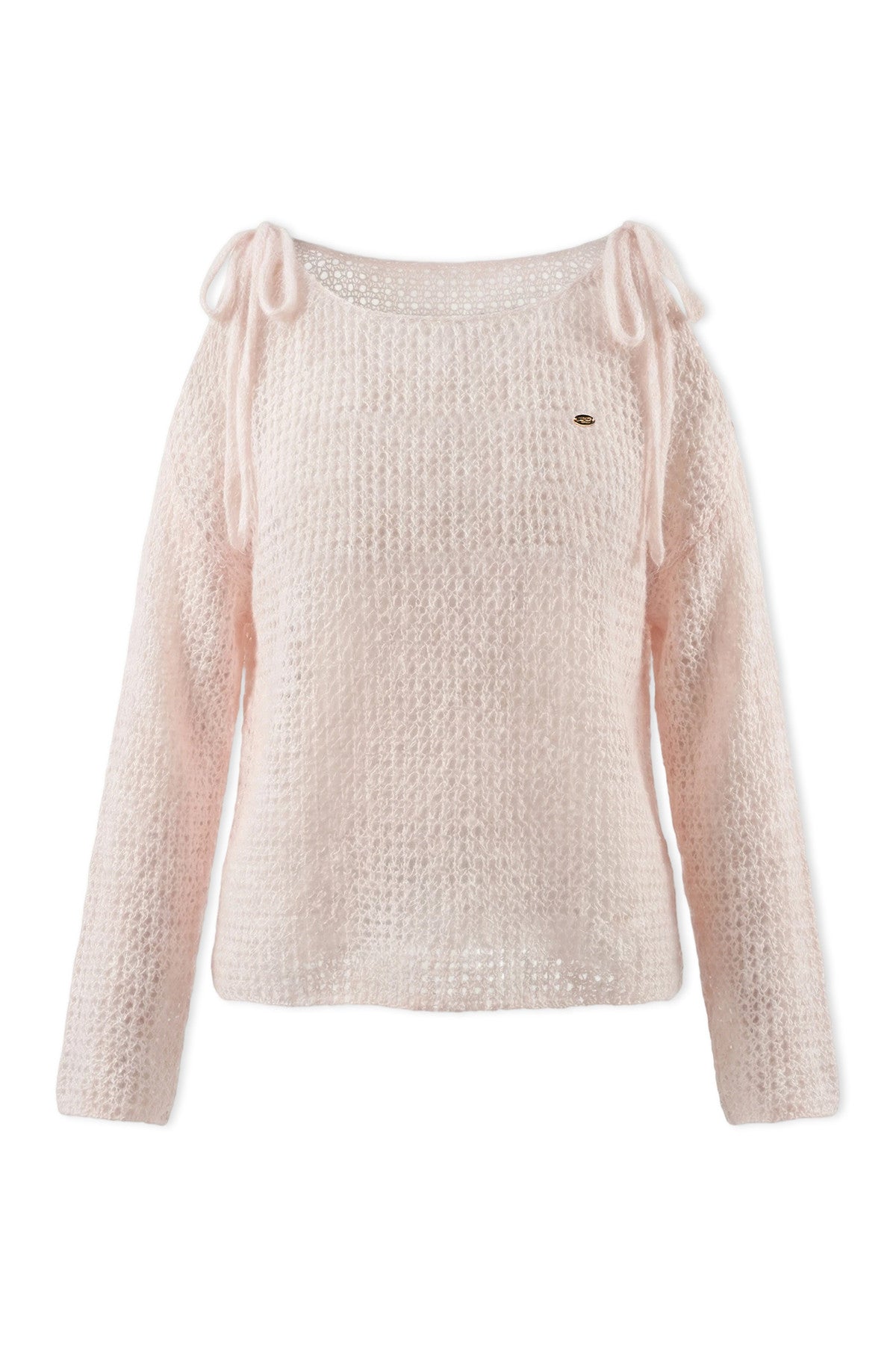 Lace-Up Off-Shoulder Knit Sweater