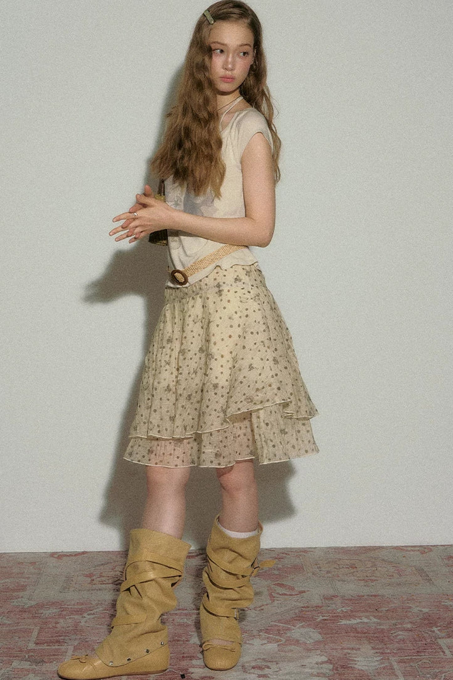 Retro Floral Asymmetrical Skirt