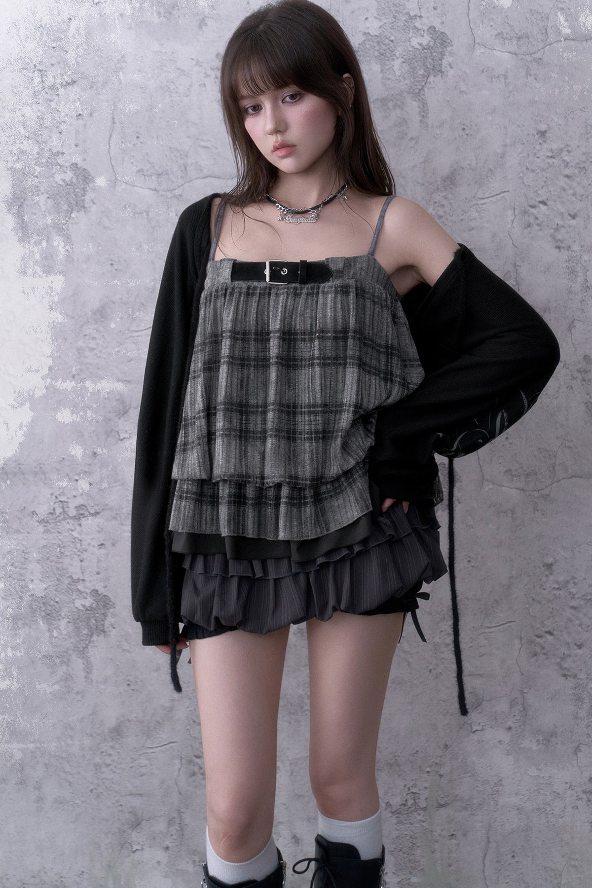 Plaid Camisole and Cover-Up Set-Up