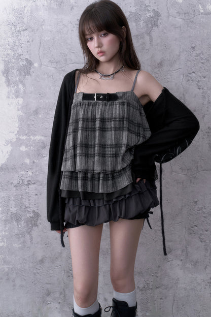 Plaid Camisole and Cover-Up Set-Up