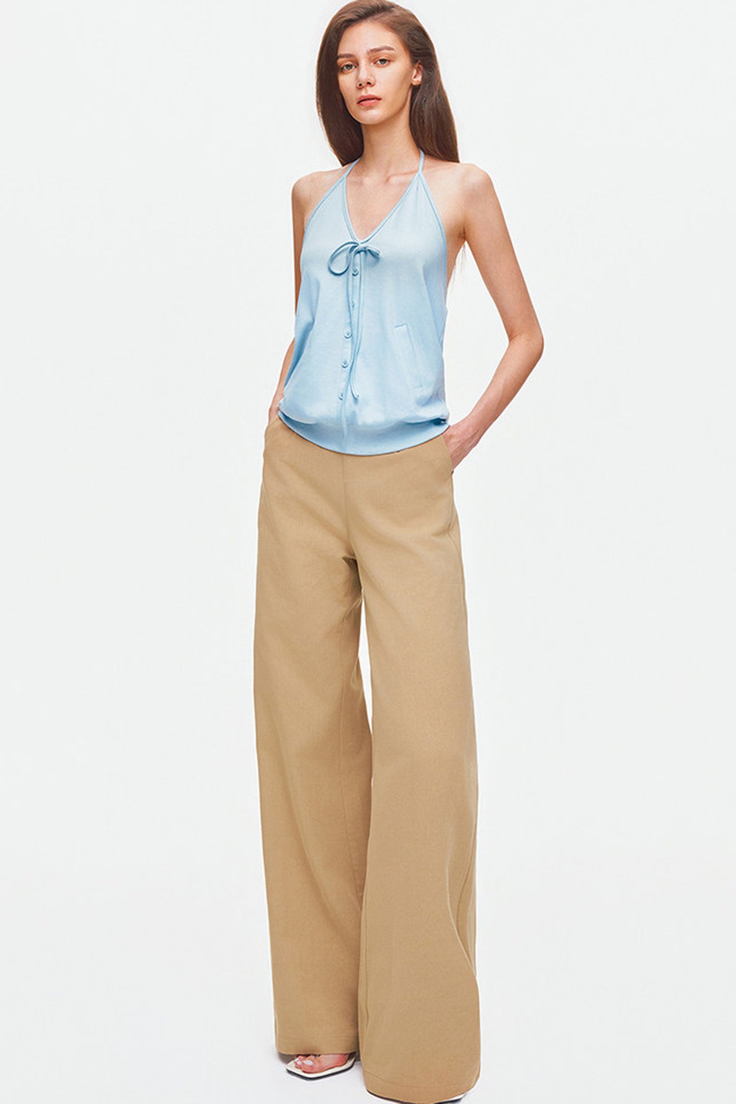 Tencel Linen Cotton Wide-Leg Trousers