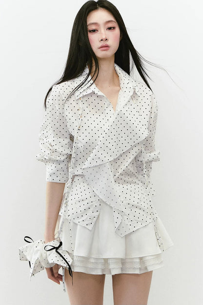 Layered Cropped Long-Sleeve Shirt