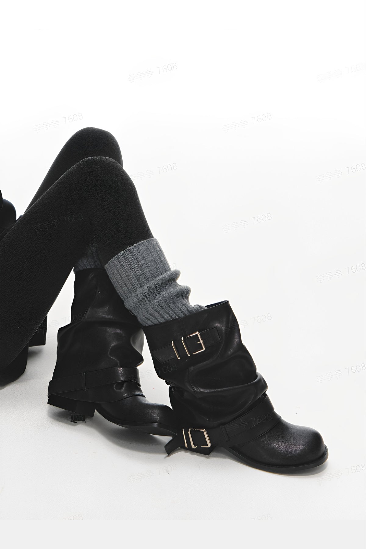 Western Stacked Buckle Boots