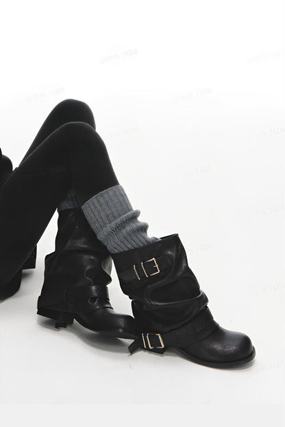 Western Stacked Buckle Boots