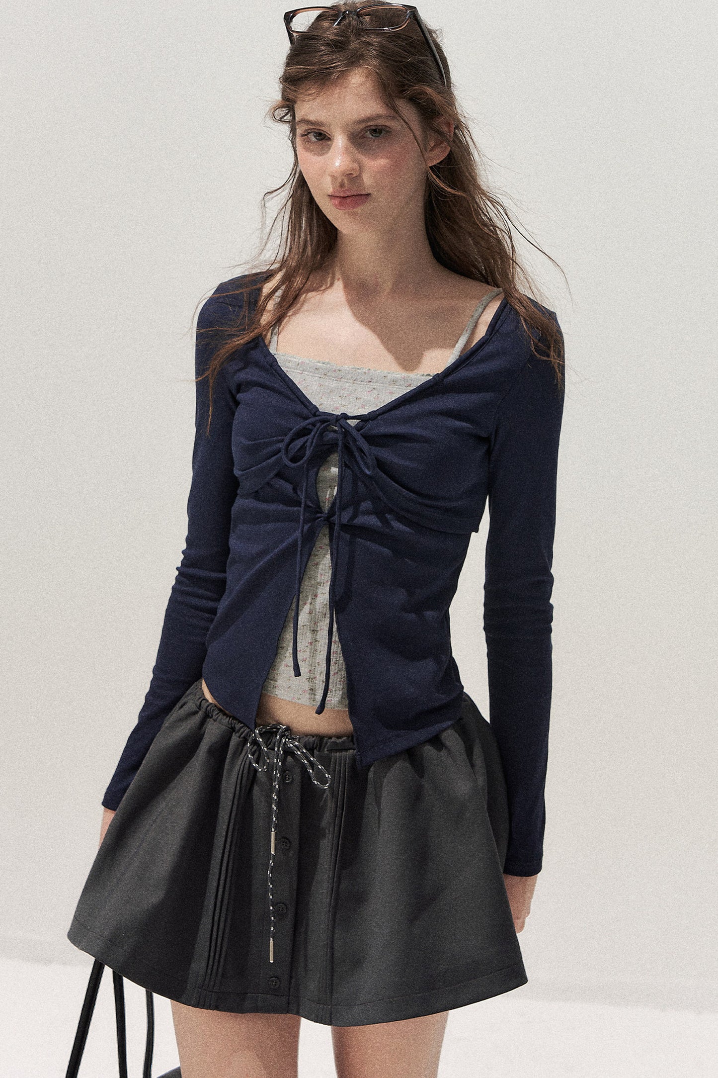 Floral Knot Tie Long Sleeve T-Shirt