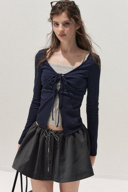 Floral Knot Tie Long Sleeve T-Shirt