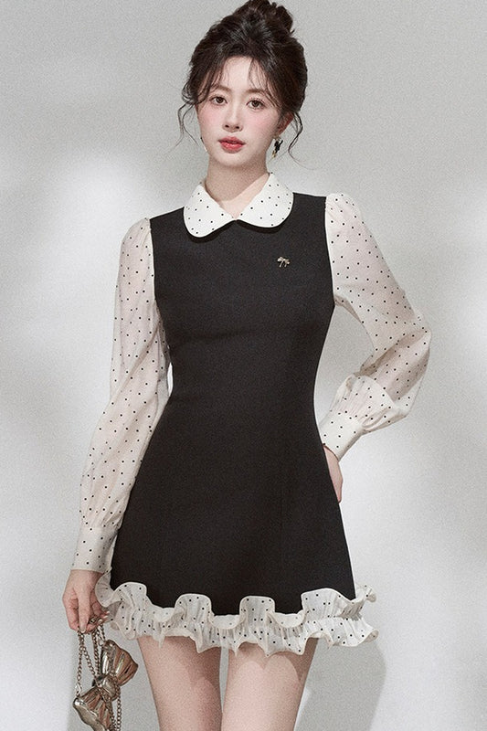 Doll Collar Layered-Look Dress