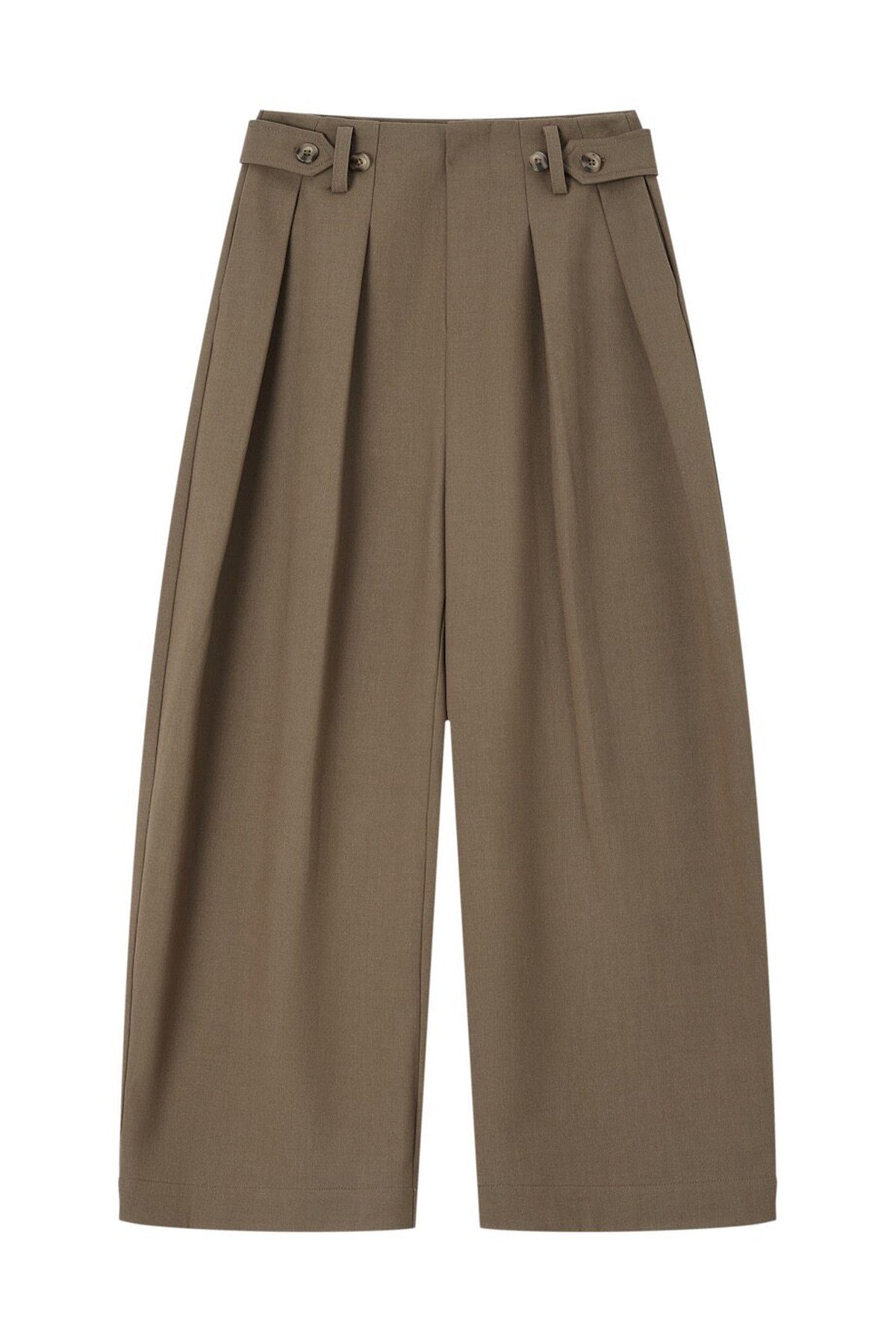 Double Pleated Curved Blade Wide Pants