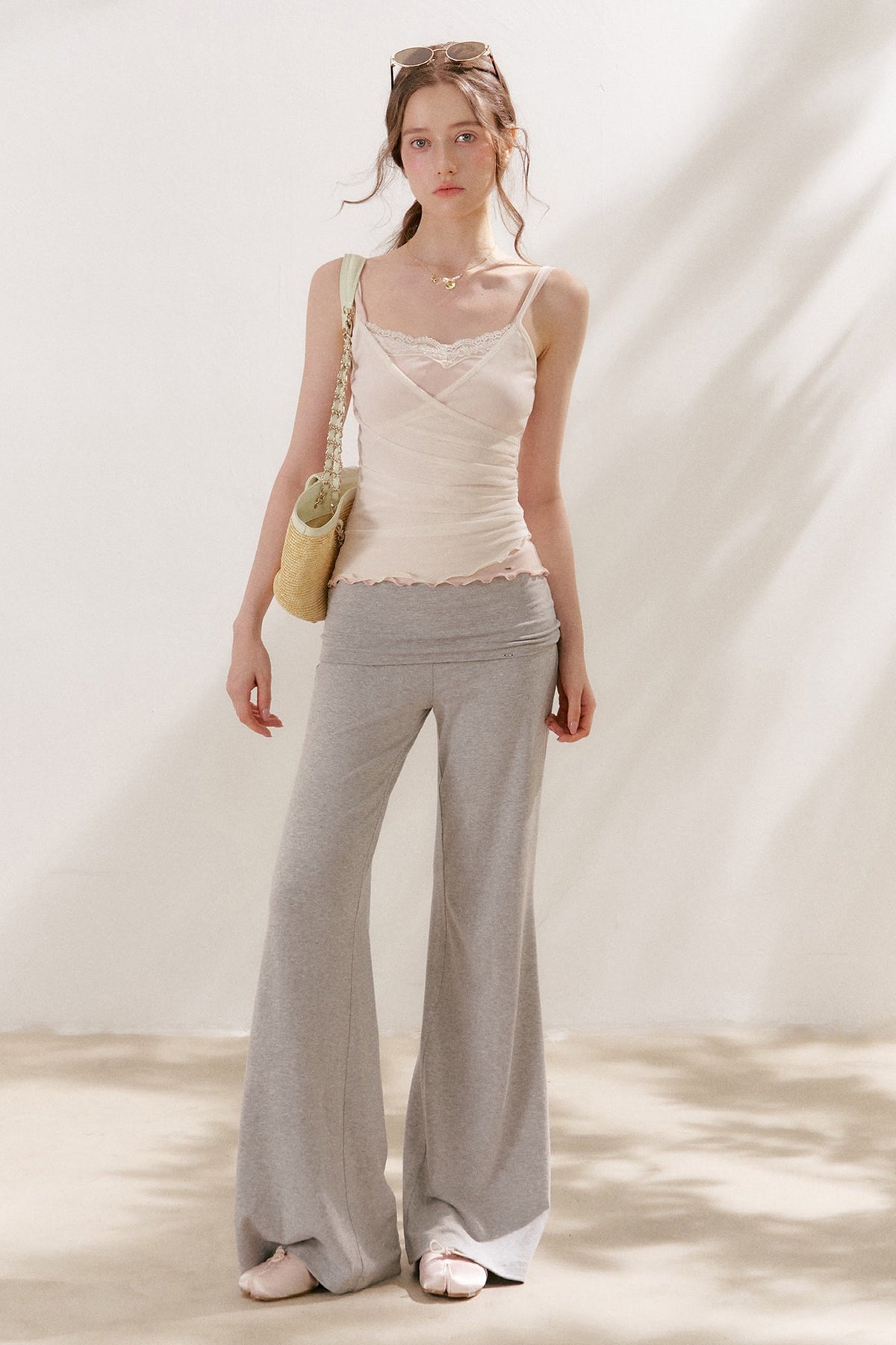 Wide Waist Straight Leg Knit Pants