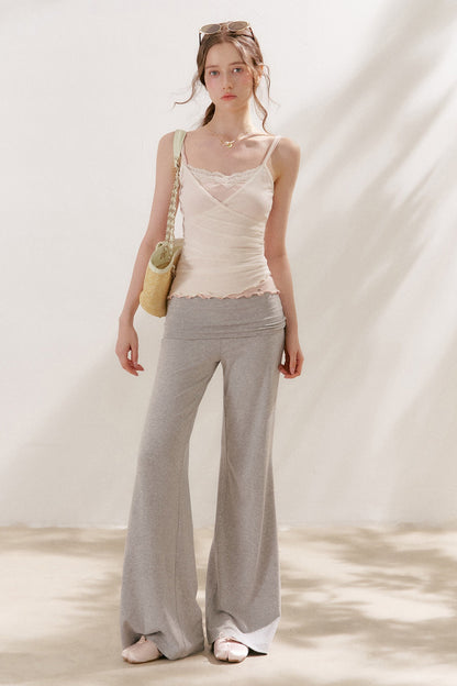 Wide Waist Straight Leg Knit Pants