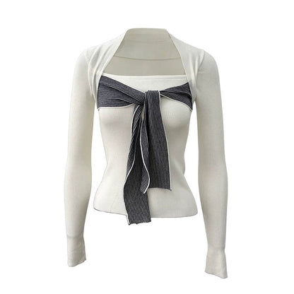 Faux Two-Piece Knit Top