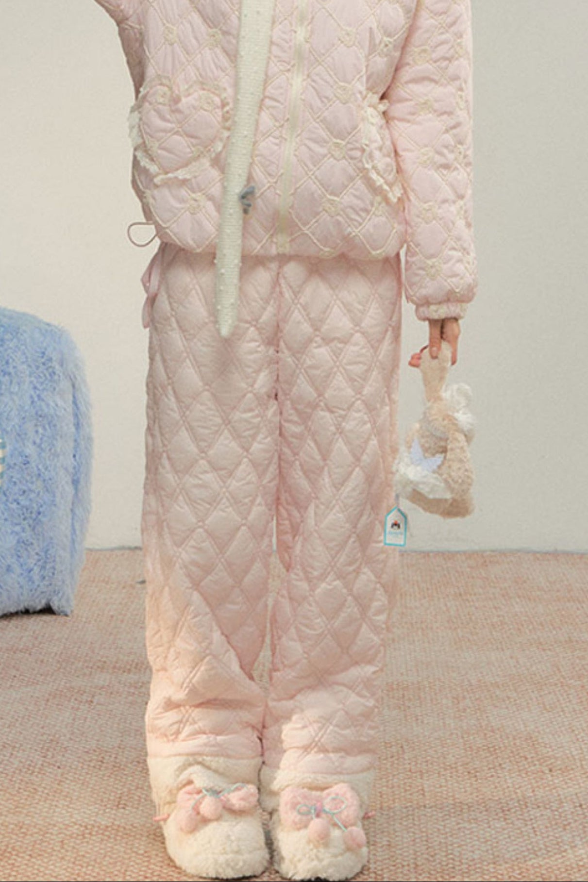 Pink Diamond Quilted Fleece Pants